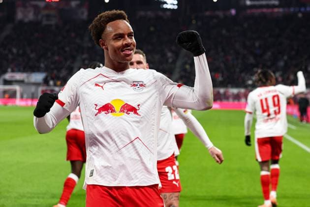 Goal celebration goal scorer Assan Quedraogo RB Leipzig,20 scores to 1 0 1 Soccer Bundesliga season 2025 2026 point match RB Leipzig vs Werder Bremen at the Red Bull Arena in Leipzig action,soccer,Germany,man,men,23 11 2025