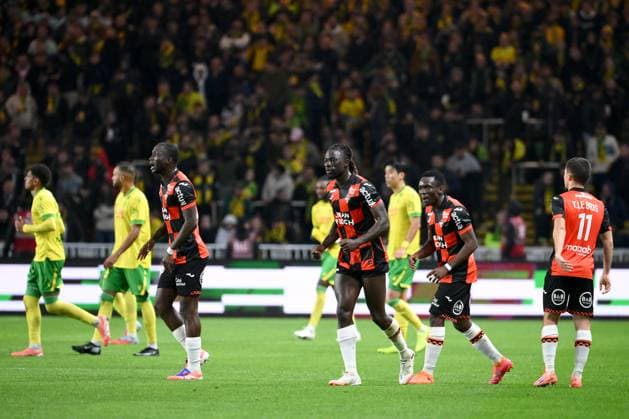 FC Nantes v FC Lorient - Ligue 1 McDonald s 2025 2026 62 Arthur AVOM (fcl) - 05 Bamo MEITE (fcl) - 28 Sambou SOUMANO (fcl) during the Ligue 1 McDonald s match between Nantes and Lorient at Stade de la Beaujoire on November 23, 2025 in Nantes, France. Nantes France  Copyright: xFEPx 776348203