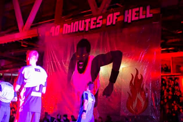 23 11 2025, xomx, Basketball easyCredit BBL Bundesliga, NINERS Chemnitz Alba Berlin v l Choreography Fans Niners Chemnitz Corey Davis Jr Niners Chemnitz 40 Minutes of Hell Chemnitz