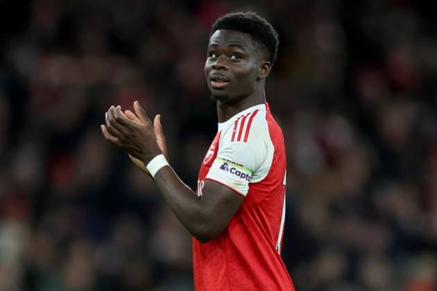 Arsenal v Tottenham Hotspur - Premier League Bukayo Saka of Arsenal applauds the fans after winning the Premier League match between Arsenal and Tottenham Hotspur at Emirates Stadium on November 23, 2025 in London, England. London Emirates Stadium England United Kingdom Copyright: xNigelxFrench Sportsphoto APLx 14142503