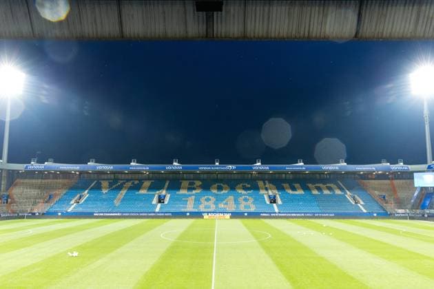 23 11 2025, xkwix, Football, Regionalliga West, VfL Bochum 1848 U21 FC Gütersloh, Vonovia Ruhrstadion Main Stand Gegengerade in empty stadium NRW Germany