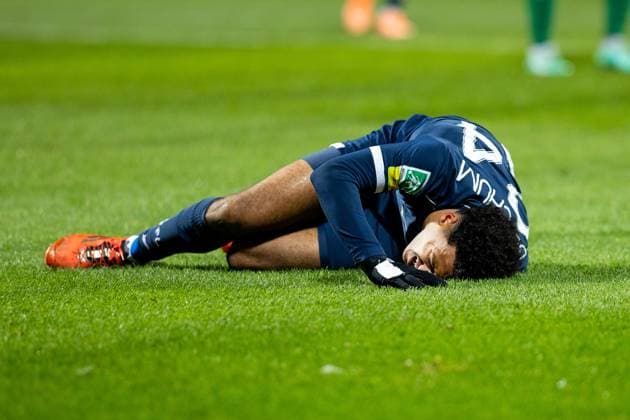 23 11 2025, xkwix, Football, Regionalliga West, VfL Bochum 1848 U21 FC Gütersloh, Vonovia Ruhrstadion Injured Jonathan Akaegbobi VfL Bochum U21 24 NRW Germany