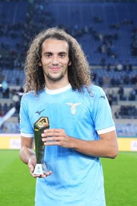 Lazio™s Matteo Guendouzi Panini player of the match during the Serie A EniLive soccer match between Lazio and Lecce at the Rome s Olympic stadium, Italy - Sunday November 23, 2025 - Soccer ( Photo by Alfredo Falcone LaPresse )  Copyright: xAlfredoxFalcone LaPressex