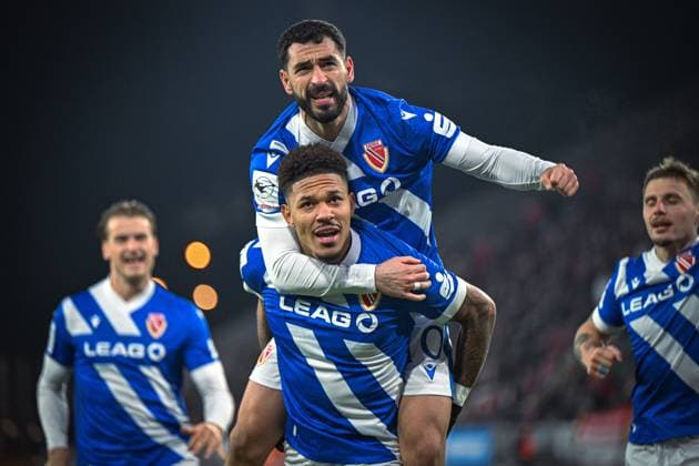 Germany, Football, 3 League, Matchday 15, 2025 2026, Rot Weiss Essen vs FC Energie Cottbus, 23 11 2025, Stadion an der Hafenstrasse, Essen, Germany, Justin Butler Energie Cottbus, 31 celebrates the goal for 0 2 Copyright: xMarkusxVerwimpx