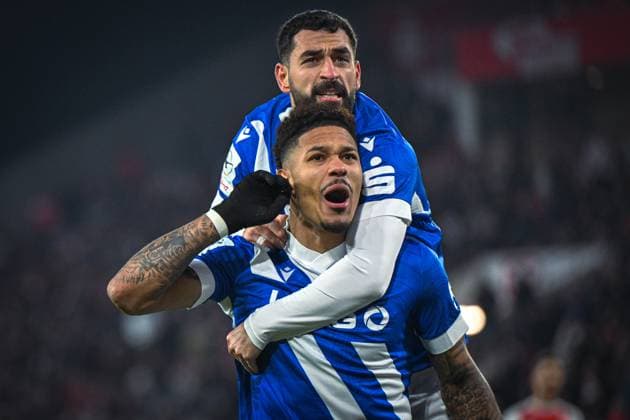 Germany, Football, 3 League, Matchday 15, 2025 2026, Rot Weiss Essen vs FC Energie Cottbus, 23 11 2025, Stadion an der Hafenstrasse, Essen, Germany, Justin Butler Energie Cottbus, 31 celebrates the goal for 0 2 Copyright: xMarkusxVerwimpx