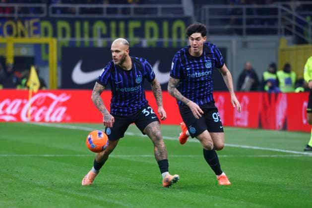FC Internazionale v AC Milan - Serie A Federico Dimarco and Alessandro Bastoni play during the Serie A match between FC Internazionale and AC Milan in Milano, Italy, on November 23, 2025, at Giuseppe Meazza stadium Milano Milano Italy  Copyright: xMairoxCinquettix originalFilename:cinquetti-fcintern251123_npLxP.jpg