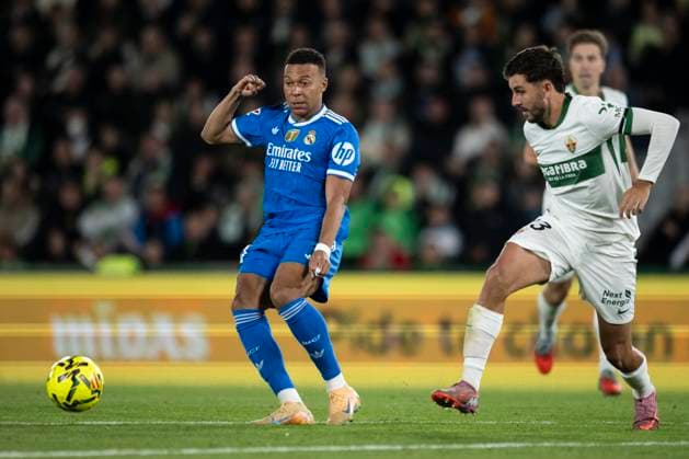 November 23, 2025, Elche, Alicante, SPAIN: Kylian Mbappe of Real Madrid CF in action during the Spanish league, La Liga EA Sports, football match played between Elche CF and Real Madrid C.F. at Manuel Martinez Valero Stadium on November 23, 2025 in Elche, Spain. Elche SPAIN - ZUMAa181 20251123_zaa_a181_319 Copyright: xFranciscoxMaciax