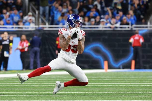 New York Giants vs Detroit Lions DETROIT,MICHIGAN-NOVEMBER 23: New York Giants wide receiver Isaiah Hodgins 89 catches a pass during the second half of an NFL, American Football Herren, USA football game between the New York Giants and the Detroit Lions in Detroit, Michigan USA, on Sunday, November 23, 2025 Detroit Michigan United States  Copyright: xJorgexLemusx originalFilename:lemus-newyorkg251123_npupl.jpg