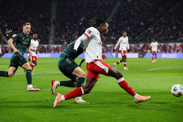 Yan Diomande RB Leipzig,49 1 Soccer Bundesliga Season 2025 2026 Point Match RB Leipzig vs Werder Bremen at the Red Bull Arena in Leipzig Action,Soccer,Germany,Man,Men,23 11 2025