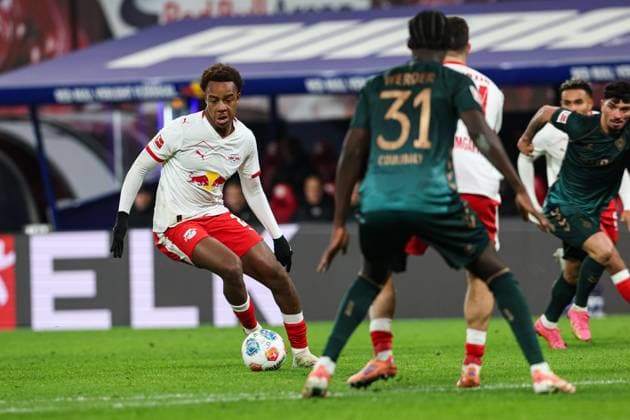 Assan Quedraogo RB Leipzig,20 1 Soccer Bundesliga Season 2025 2026 Point Match RB Leipzig vs Werder Bremen at the Red Bull Arena in Leipzig Action,Soccer,Germany,Man,Men,23 11 2025