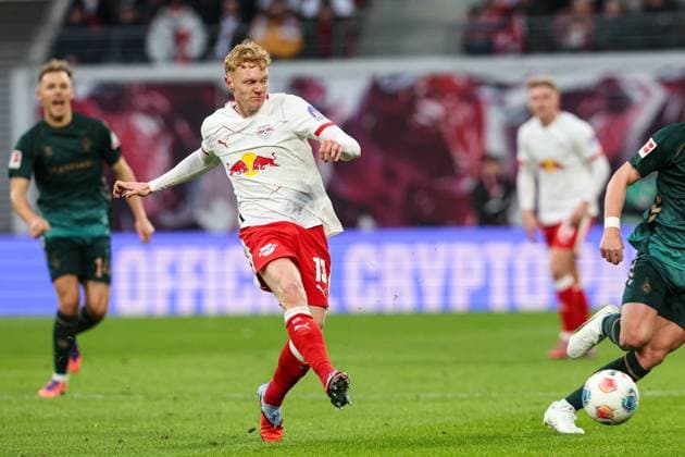 Nicolas Seiwald RB Leipzig,13 1 Soccer Bundesliga Season 2025 2026 Point Match RB Leipzig vs Werder Bremen at the Red Bull Arena in Leipzig Action,Soccer,Germany,Man,Men,23 11 2025