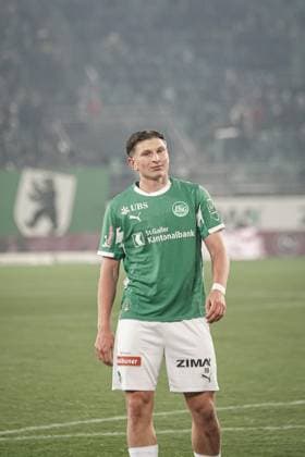 Football Switzerland Brack Super League 2025 2026 14 Matchday, 23 11 2025 FC St Gallen 1879 vs FC Lausanne Sport Kybunpark St Gallen, Switzerland Alessandro Vogt 18, FC St Gallen Copyright: xValentinxDomgjonix