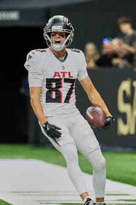 November 23, 2025, New Orleans, Louisiana, U.S: November 23, 2025, New Orleans, Louisiana, USA: Atlanta Falcons wide receiver David Sills celebrates scoring a touchdown against the New Orleans Saints during n NFL, American Football Herren, USA regular season game. New Orleans U.S - ZUMAa14_ 20251123_zaf_a14_003 Copyright: xDanxAndersonx