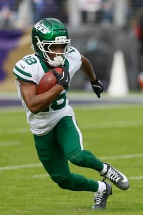 November 23, 2025: New York Jets wide receiver Isaiah Williams (18) in action during the first half of a game against the Baltimore Ravens at M&T Bank Stadium in Baltimore, MD. Photo Mike Buscher Cal Media. Baltimore USA - ZUMAc04_ 20251123_zma_c04_441 Copyright: xMikexBuscher CalxSportxMediax