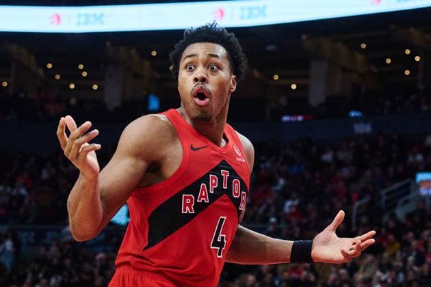 November 23, 2025, Toronto, On, Canada: Toronto Raptors Scottie Barnes (4) reacts on a foul call during second half NBA, Basketball Herren, USA basketball action against the Brooklyn Nets in Toronto, on Sunday, Nov. 23, 2025. Canada News - November 23, 2025  - ZUMAc35_ 20251123_zaf_c35_120 Copyright: xSammyxKoganx