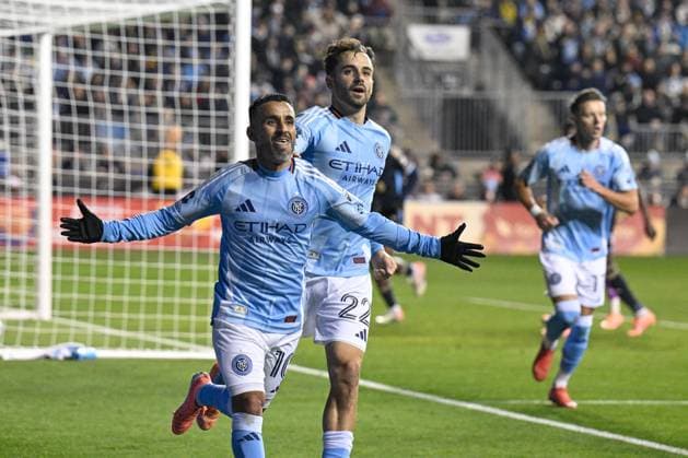 CHESTER, PA - NOVEMBER 23: New York City midfielder Maximiliano Moralez 10 celebrates the opening goal during the Audi Cup playoff game between the Philadelphia Union and New York City FC on November 23rd, 2025 at Subaru Park in Chester, PA. (Photo by Terence Lewis Icon Sportswire) SOCCER: NOV 23 MLS, Fussball Herren, USA Cup Playoffs Philadelphia Union vs New York City FC EDITORIAL USE ONLY Icon251123001