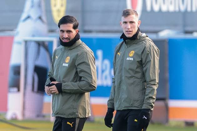 24 11 2025, Football, Season 2025 2026, UCL, Final training Borussia Dortmund, f l Emre Can Borussia Dortmund , Nico Schlotterbeck Borussia Dortmund , Dortmund Training ground BVB NRW Germany xRHR PHOTO DEx Copyright: DennisxEwert RHR-FOTOx RHR-FOTO DE