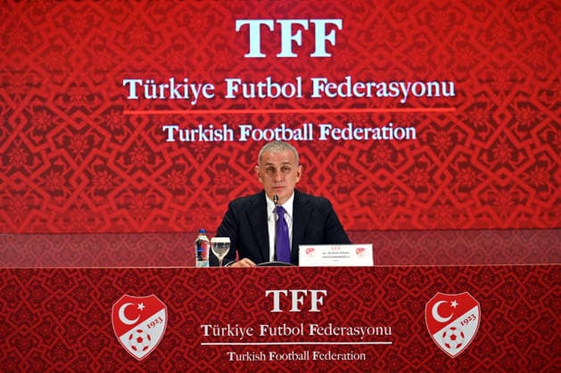 TFF President Haciosmanoglu press conference, PK, Pressekonferenz in Istanbul ISTANBUL, TURKIYE - NOVEMBER 24: Ibrahim Haciosmanoglu, President of the Turkish Football Federation (TFF), holds a press conference on current developments at the TFF Hasan Dogan National Teams Camp and Training Facilities, Orhan Saka Conference Hall in Istanbul, Turkiye on November 24, 2025. Serhat Cagdas Anadolu Istanbul Turkey. Editorial use only. Please get in touch for any other usage.  Copyright: x2025xAnadoluxSerhatxCagdasx
