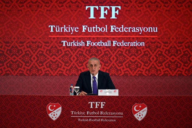 TFF President Haciosmanoglu press conference, PK, Pressekonferenz in Istanbul ISTANBUL, TURKIYE - NOVEMBER 24: Ibrahim Haciosmanoglu, President of the Turkish Football Federation (TFF), holds a press conference on current developments at the TFF Hasan Dogan National Teams Camp and Training Facilities, Orhan Saka Conference Hall in Istanbul, Turkiye on November 24, 2025. Serhat Cagdas Anadolu Istanbul Turkey. Editorial use only. Please get in touch for any other usage.  Copyright: x2025xAnadoluxSerhatxCagdasx