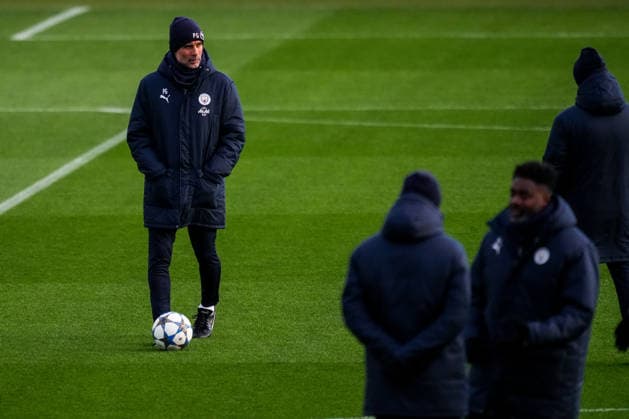 MANCHESTER, ENGLAND - NOVEMBER 24: Pep Guardiola head coach of Manchester City looks on during a training session ahead of the UEFA Champions League 2025 26 League Phase MD5 match between Manchester City and Bayer 04 Leverkusen at Manchester City Football Academy on November 24, 2025 in Manchester, England. (Photo by Rene Nijhuis) SPO  Copyright: xRenexNijhuis