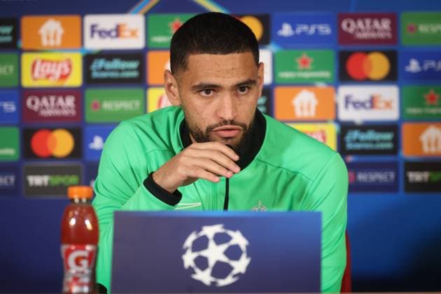 Union s Adem Zorgane and pictured during a press conference, PK, Pressekonferenz of Belgian soccer team Royale Union Saint-Gilloise in Istanbul, Turkey, on Monday 24 November 2025. The team is preparing for tomorrow s match against Turkish Galatasaray, on day 5 of the League phase of the UEFA Champions League tournament. VIRGINIExLEFOUR  x143932653x