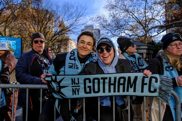 NEW YORK, NY- NOVEMBER 24 : Gotham FC celebrates their 2025 National Women s Soccer League Championship win with a parade in downtown Manhattan on November 24, 2025 in New York City. Copyright: xKatiexGodowskix