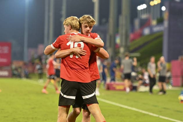 SOCCER - 2025 FIFA U17, U 17 World Cup DOHA,QATAR,24.NOV.25 - SOCCER - FIFA Under 17 World Cup Qatar 2025, Austria vs Italy. Image shows the rejoicing of Johannes Moser (AUT).  GEPAxpictures xRanjithxKumar