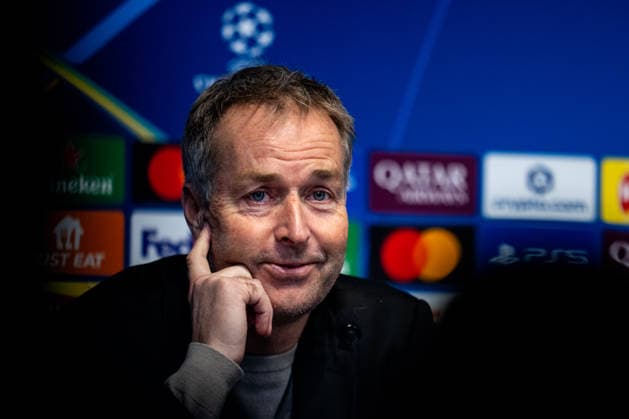 MANCHESTER, ENGLAND - NOVEMBER 24: Bayer 04 Leverkusen head coach Kasper Hjulmand during a press conference, PK, Pressekonferenz ahead of the UEFA Champions League 2025 26 League Phase MD5 match between Manchester City and Bayer 04 Leverkusen at the City of Manchester Stadium on November 24, 2025 in Manchester, England. (Photo by Rene Nijhuis) SPO  Copyright: xRenexNijhuis