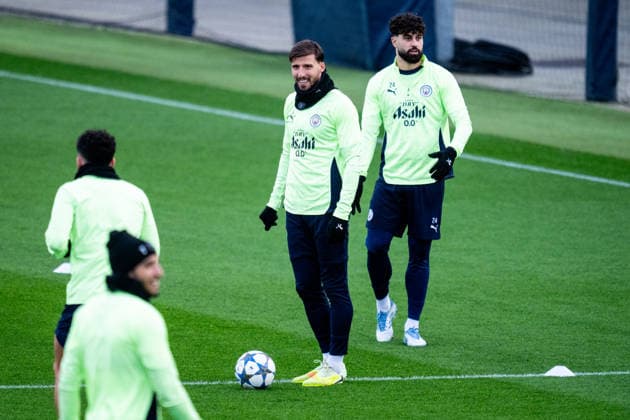 MANCHESTER, ENGLAND - NOVEMBER 24: Ruben Dias of Manchester City and Josko Gvardiol of Manchester City during a training session ahead of the UEFA Champions League 2025 26 League Phase MD5 match between Manchester City and Bayer 04 Leverkusen at Manchester City Football Academy on November 24, 2025 in Manchester, England. (Photo by Rene Nijhuis) SPO  Copyright: xRenexNijhuis