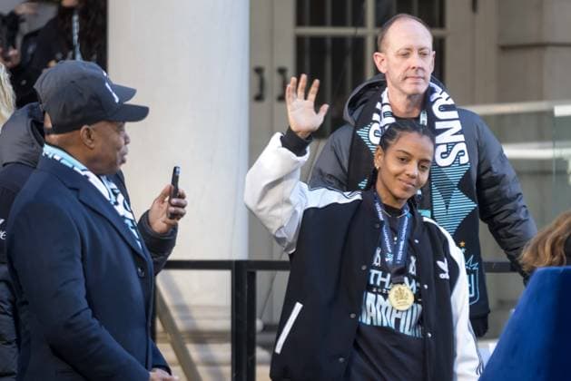 NWSL 2025 Champions Parade at City Hall Park of NJ NY Gotham FC Geyse Ferreira during the NWSL 2025 Champions Parade at City Hall Park of NJ NY Gotham FC on November 24, 2025 in New York City. NJ NY Gotham FC defeated 1-0 to Washington Spirit on November 22nd. United States Copyright: xWilliamxVolcovx