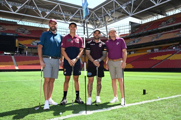 Golf, Australian PGA Championship, Press event with the Brisbane Broncos