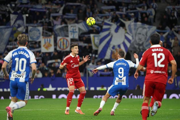 RCD Espanyol de Barcelona v Sevilla FC - LaLiga EA Sports Andres Castrin and Roberto Fernandez play during the match between RCD Espanyol and Sevilla FC, corresponding to week 13 of LaLiga EA Sports, at the RCDE Stadium in Barcelona, Spain, on November 24, 2025. Barcelona Spain  Copyright: xUrbanandsportx originalFilename:urbanandsport-rcdespan251124_npdRn.jpg