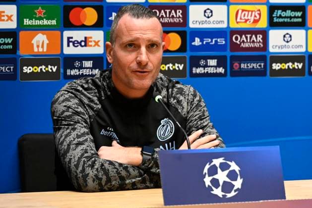 Sporting CP v Club Brugge - UEFA Champions League Media Activities 25 11 2025 WESTKAPELLE, BELGIUM - NOVEMBER 25 : Hayen Nicky head coach of Club Brugge talking to the press during a press conference, PK, Pressekonferenz ahead of the UEFA Champions League 2025 26 League Phase MD5 match between Sporting CP and Club Brugge on November 25, 2025 in Westkapelle, Belgium, 25 11 2025 Westkapelle Belgium  Copyright: xJanxDexMeuleneirx