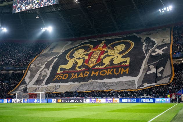 25 11 2025, Football UEFA Champions League, Season 2025 2026, Group stage, 05 Matchday, Ajax Amsterdam Benfica Lisbon at the Johan Cruijff ArenA in Amsterdam Choreo of the Ajax fans Photo Kirchner Media Thomas Haesler Copyright: xKirchner-Media ThomasxHaeslerx