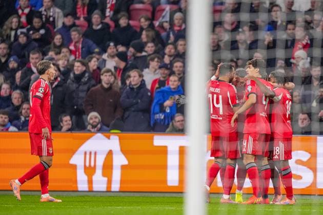 AMSTERDAM , 25-11-2025 , JohanCruyff Arena , season 2025 2026 , UEFA Champions League football , League phase Matchday 5 , match between Ajax and Benfica , picture shows celebrates after scoring Benfica player Samuel Dahl Ajax - Benfica  x32194698x Copyright: