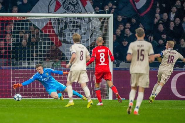 AMSTERDAM , 25-11-2025 , JohanCruyff Arena , season 2025 2026 , UEFA Champions League football , League phase Matchday 5 , match between Ajax and Benfica , picture shows Benfica goalkeeper Anatoliy Trubin Ajax - Benfica  x32195731x Copyright: