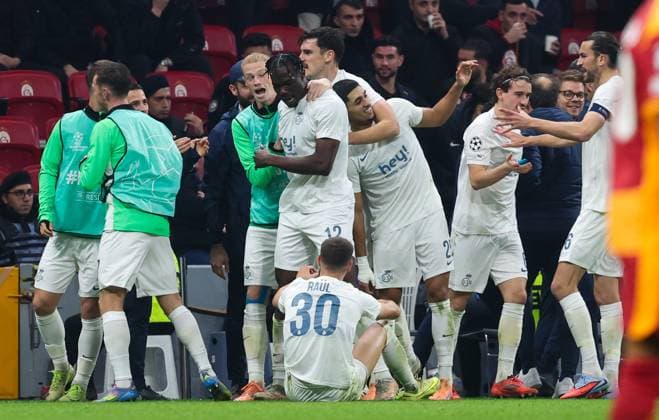 Union s Promise David celebrates after scoring during a soccer game between Turkish Galatasaray SK and Belgian Royale Union Saint-Gilloise on Tuesday 25 November 2025 in Istanbul, Turkey, on day 5 of the League phase of the UEFA Champions League tournament. VIRGINIExLEFOUR  x144213163x