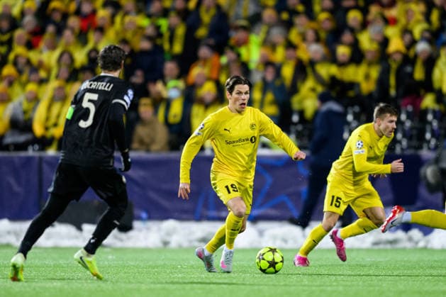 251125 Sondre Brunstad Fet of Bodo Glimt during the UEFA Champions League football match between Bodo Glimt and Juventus on November 25, 2025 in Bodo Photo Marius Simensen BILDBYRAN COP 238 MM0049 bbeng football fotball fotboll soccer uefa champions league mesterligaen bodo glimt juventus  Copyright: MARIUSxSIMENSEN BB251125BB710