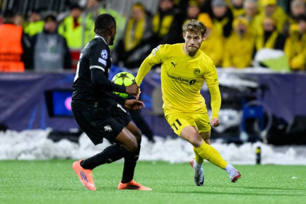 251125 Ole Didrik Blomberg of Bodo Glimt during the UEFA Champions League football match between Bodo Glimt and Juventus on November 25, 2025 in Bodo Photo Marius Simensen BILDBYRAN COP 238 MM0049 bbeng football fotball fotboll soccer uefa champions league mesterligaen bodo glimt juventus  Copyright: MARIUSxSIMENSEN BB251125BB726