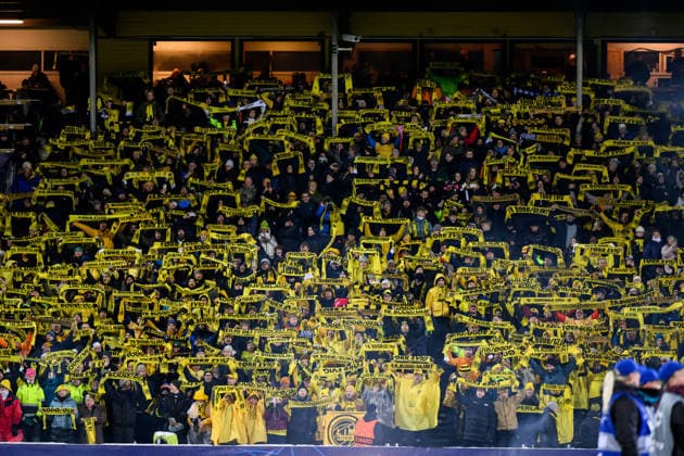 251125 Supporters of Bodo Glimt during the UEFA Champions League football match between Bodo Glimt and Juventus on November 25, 2025 in Bodo Photo Marius Simensen BILDBYRAN COP 238 MM0049 bbeng football fotball fotboll soccer uefa champions league mesterligaen bodo glimt juventus audience  Copyright: MARIUSxSIMENSEN BB251125BB745