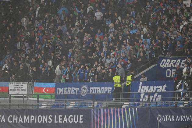 25th November 2025, Stadio Diego Armando Maradona, Naples, Italy; UEFA Champions League Football; Napoli versus Qarabag; Qarabag fans  AllShotLive
