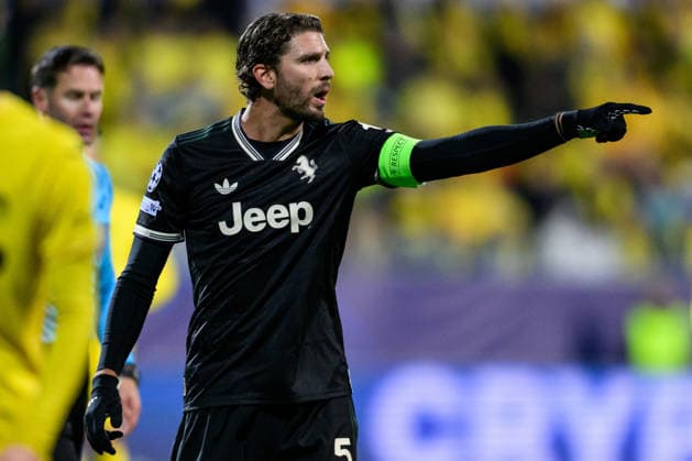 251125 Manuel Locatelli of Juventus during the UEFA Champions League football match between Bodo Glimt and Juventus on November 25, 2025 in Bodo Photo Marius Simensen BILDBYRAN COP 238 MM0049 bbeng football fotball fotboll soccer uefa champions league mesterligaen bodo glimt juventus  Copyright: MARIUSxSIMENSEN BB251125BB808