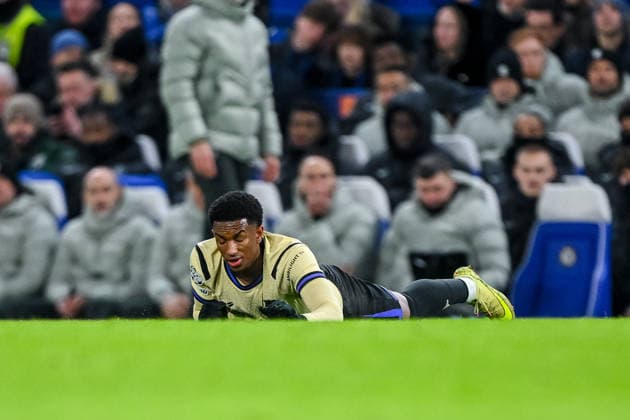 Alejandro Balde FC Barcelona looks dejected on the ground during the UEFA Champions League 2025 26 League Phase MD5 match between Chelsea FC and FC Barcelona at Stamford Bridge on November 25, 2025 in London, United Kingdom Photo by Harry Langer DeFodi Images