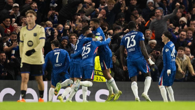 Chelsea v FC Barcelona, Barca UEFA Champions League Chelsea celebrate their first goal against FC Barcelona during the UEFA Champions League match at Stamford Bridge, London UK Newspapers OUT Copyright: xGraemexWilcocksonx FIL-22549-0038