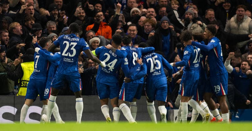 Chelsea v FC Barcelona, Barca UEFA Champions League Chelsea celebrate their first goal against FC Barcelona during the UEFA Champions League match at Stamford Bridge, London UK Newspapers OUT Copyright: xGraemexWilcocksonx FIL-22549-0040