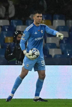 Mateusz Kochalski of Qarabag in action during the Uefa Champions League match between SSC Napoli vs Qarabag at Diego Armndo Maradona Stadium  Copyright: xAgostinoxGemito IPAxSportx xipa-agency.netx xx IPA_68378182 IPA_Agency_IPA68378182