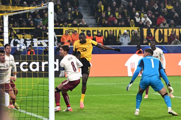 Serhou Guirassy Borussia Dortmund scores his team™s first goal during the UEFA Champions League 2025 26, Matchday 5 League Phase match between Borussia Dortmund and FC Villarreal, BVB Stadion on November 25, 2025 in Dortmund, Germany Photo by Ralf Treese DeFodi Images Serhou Guirassy Borussia Dortmund scores his team™s first goal during the UEFA Champions League 2025 26 League Phase MD5 match between Borussia Dortmund and Villarreal CF at BVB Stadion Dortmund on November 25, 2025 in Dortmund, Germany Photo by Ralf Treese DeFodi Images