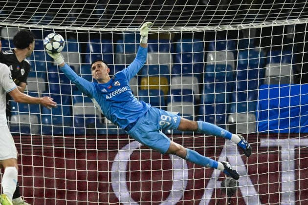 Mateusz Kochalski of Qarabag great seaving during the Uefa Champions League match between SSC Napoli vs Qarabag at Diego Armndo Maradona Stadium  Copyright: xAgostinoxGemito IPAxSportx xipa-agency.netx xx IPA_68378332 IPA_Agency_IPA68378332