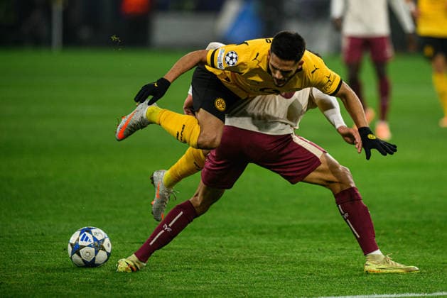DORTMUND, GERMANY - 25 NOVEMBER, 2025: Yan Couto, Sergi Cardona - UEFA Champions League match Borussia Dortmund vs Villarreal CF at Signal Iduna Park.  Copyright: xVITALIIxKLIUIEVx