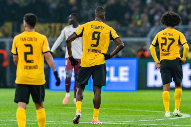 25 11 2025, Borussia Dortmund vs Villareal, UEFA Champions League, Matchday 5 Goal for 1 0 by Serhou Guirassy Borussia Dortmund, 9 Karim Adeyemi Borussia Dortmund, 27 Regulations prohibit any use of photographs as image sequences and or quasi video Copyright: xBahhoxKarax